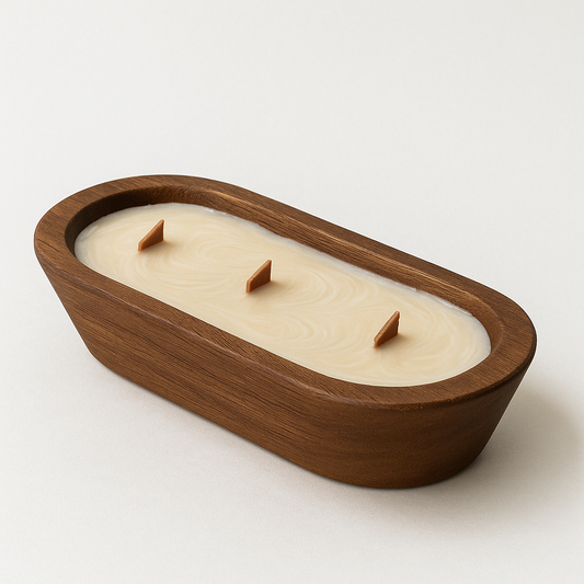Medium Dough Bowl Wood Wick Candle